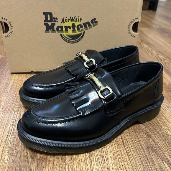 DR MARTENS Adrian Snaffle black leather loafers slip on shoes women’s 9 new - Picture 1 of 8